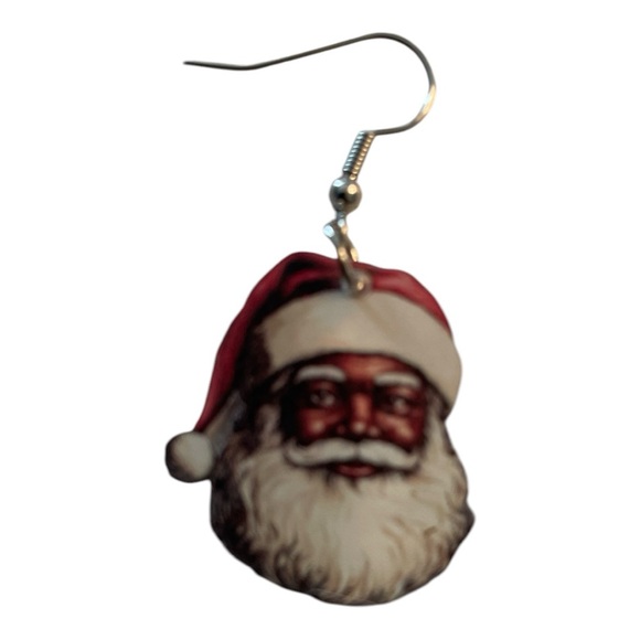 Boho Chic African American Santa Claus Earrings - Picture 4 of 4